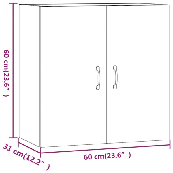 vidaXL Ντουλάπι Τοίχου Γυαλιστερό Λευκό 60x31x60 εκ Επεξεργασμένο Ξύλο