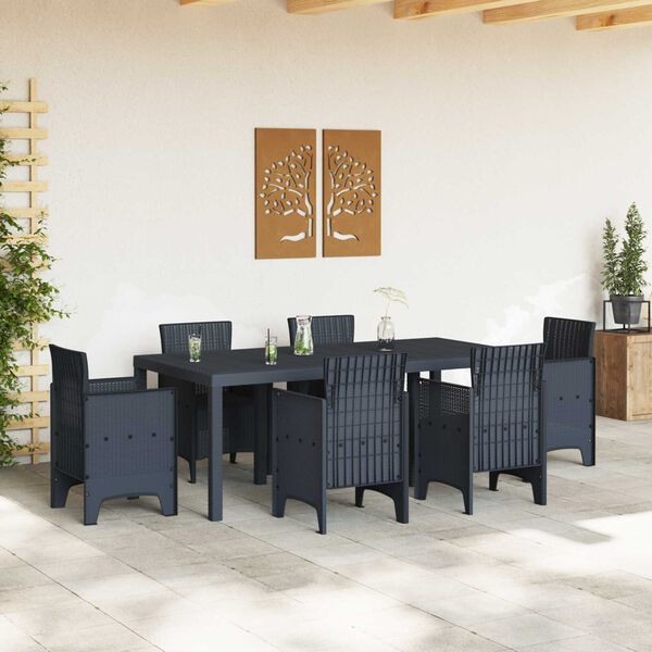 vidaXL Τραπέζι Κήπου Ανθρακί 200x100x73 εκ. Πολυ Ράτταν