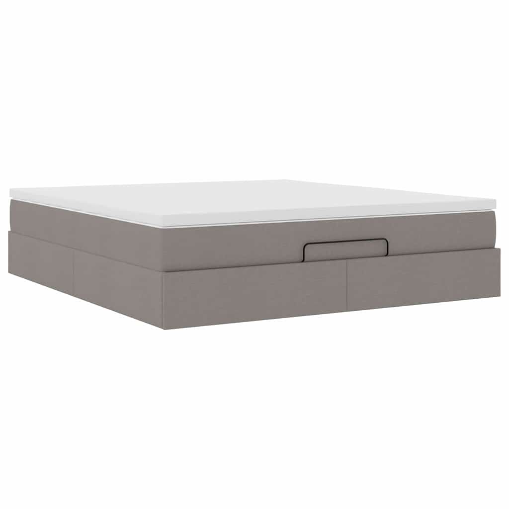 vidaXL Οθωμανικό κρεβάτι με στρώμα Taupe 160x200cm ύφασμα