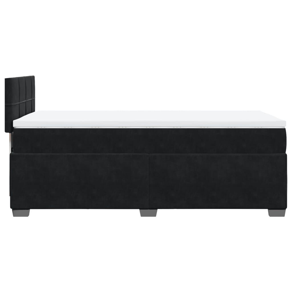 vidaXL Κρεβάτι Boxspring με Στρώμα Μαύρο 100x200 εκ. Βελούδινο