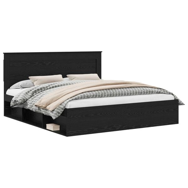 vidaXL Σκελετός Κρεβατιού Μαύρο 180 x 200 cm Στερεά ξυλεία πεύκου