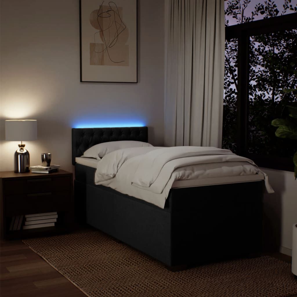 vidaXL Κρεβάτι Boxspring με Στρώμα Μαύρο 100 x 200 εκ. Υφασμάτινο