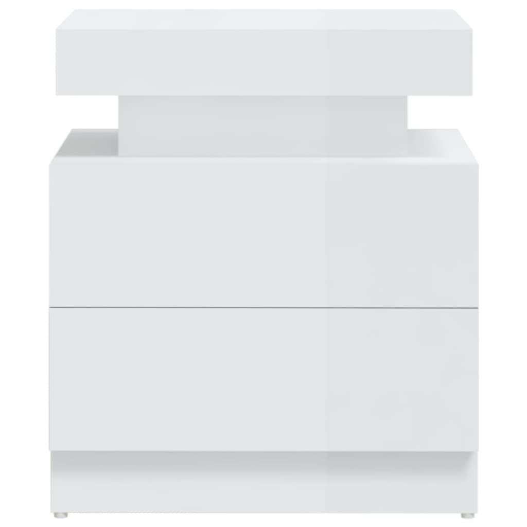 vidaXL Κομοδίνο Γυαλ. Λευκό 45 x 35 x 52 εκ. από Επεξεργασμένο Ξύλο