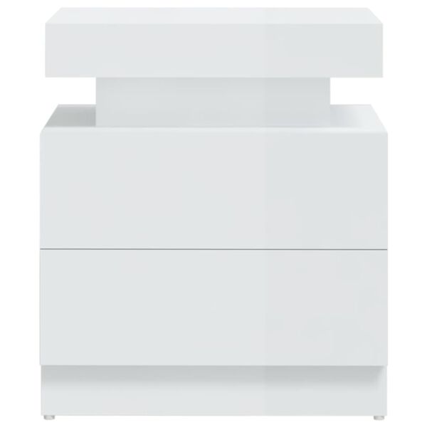 vidaXL Κομοδίνο Γυαλ. Λευκό 45 x 35 x 52 εκ. από Επεξεργασμένο Ξύλο