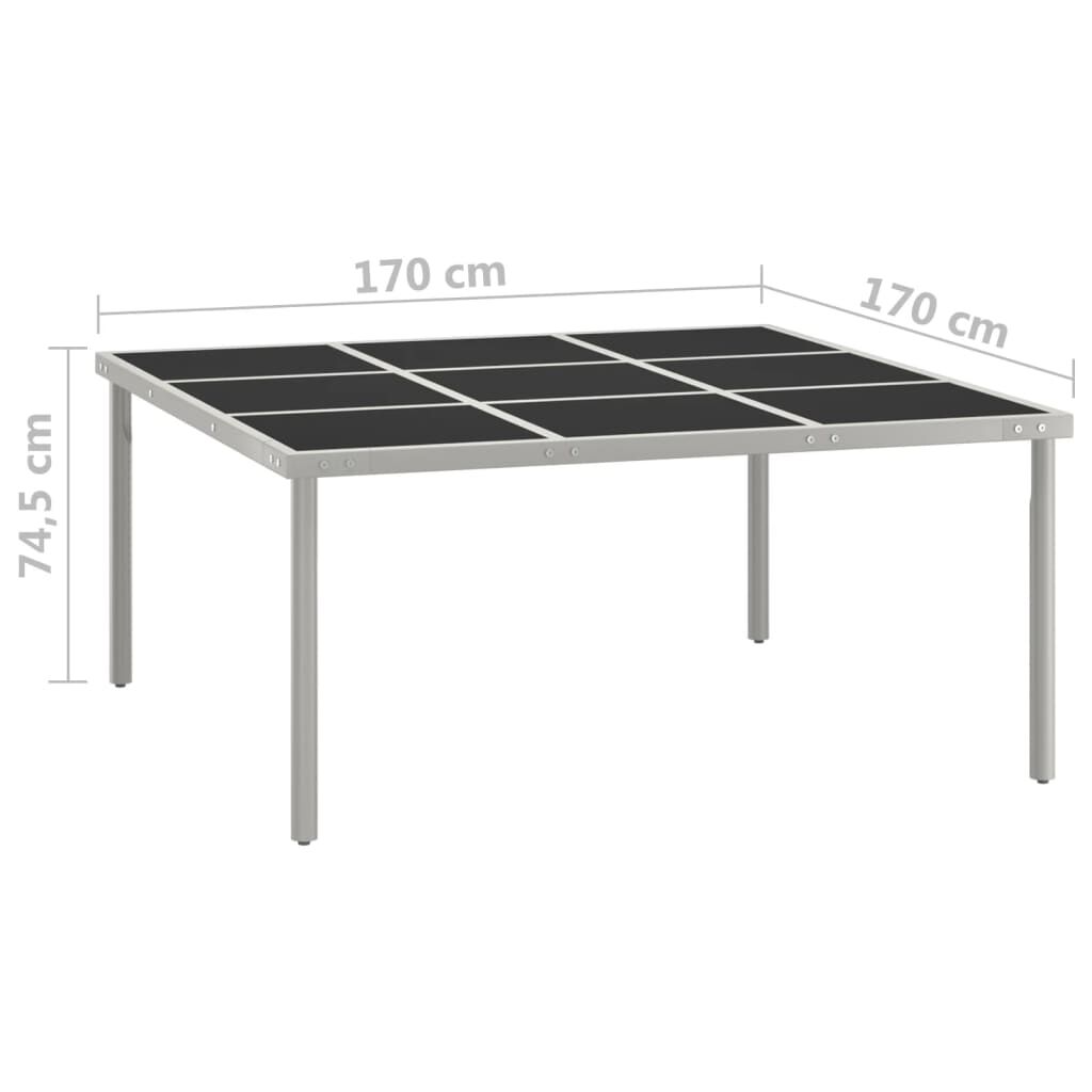 vidaXL Τραπεζαρία Κήπου 170 x 170 x 74,5 εκ. από Ατσάλι / Γυαλί