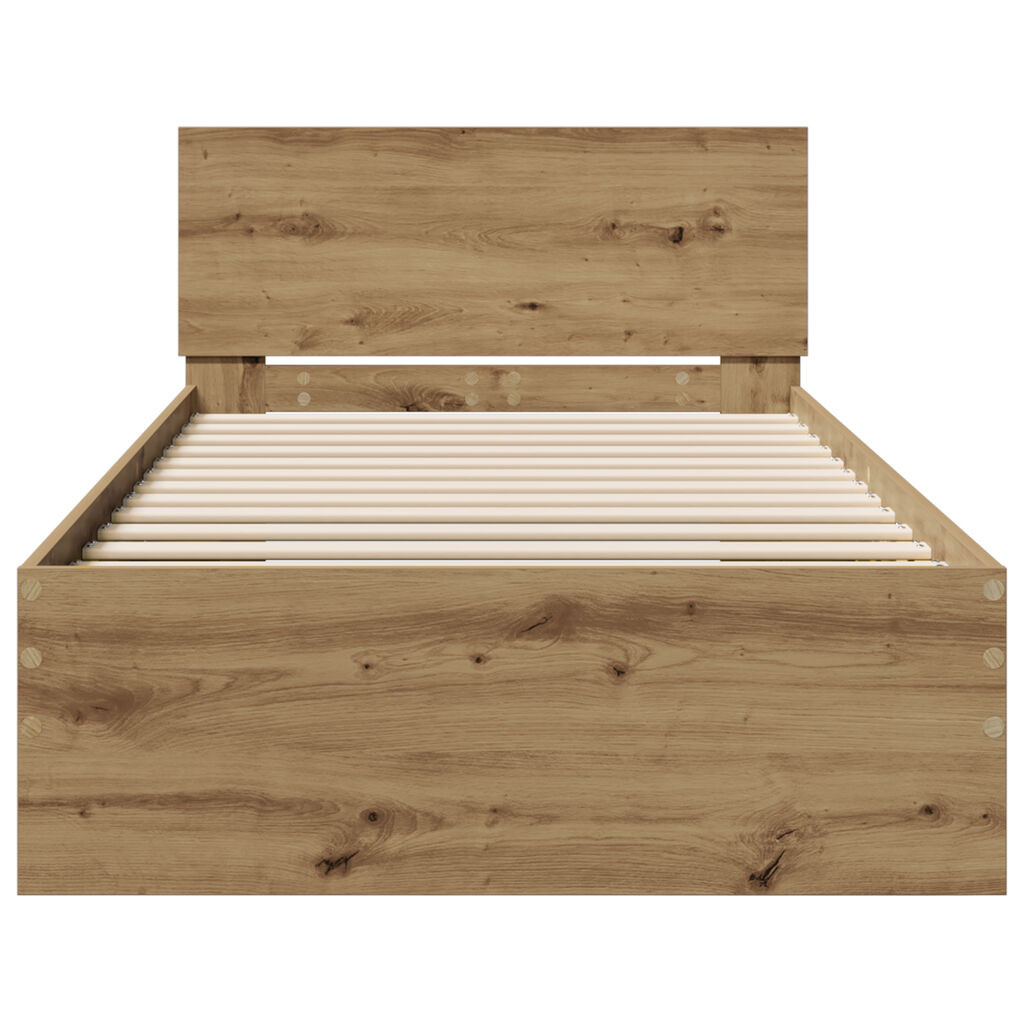 vidaXL Κρεβάτι από Τέχνη Δρυ 90x190 cm Επεξεργασμένο Ξύλο