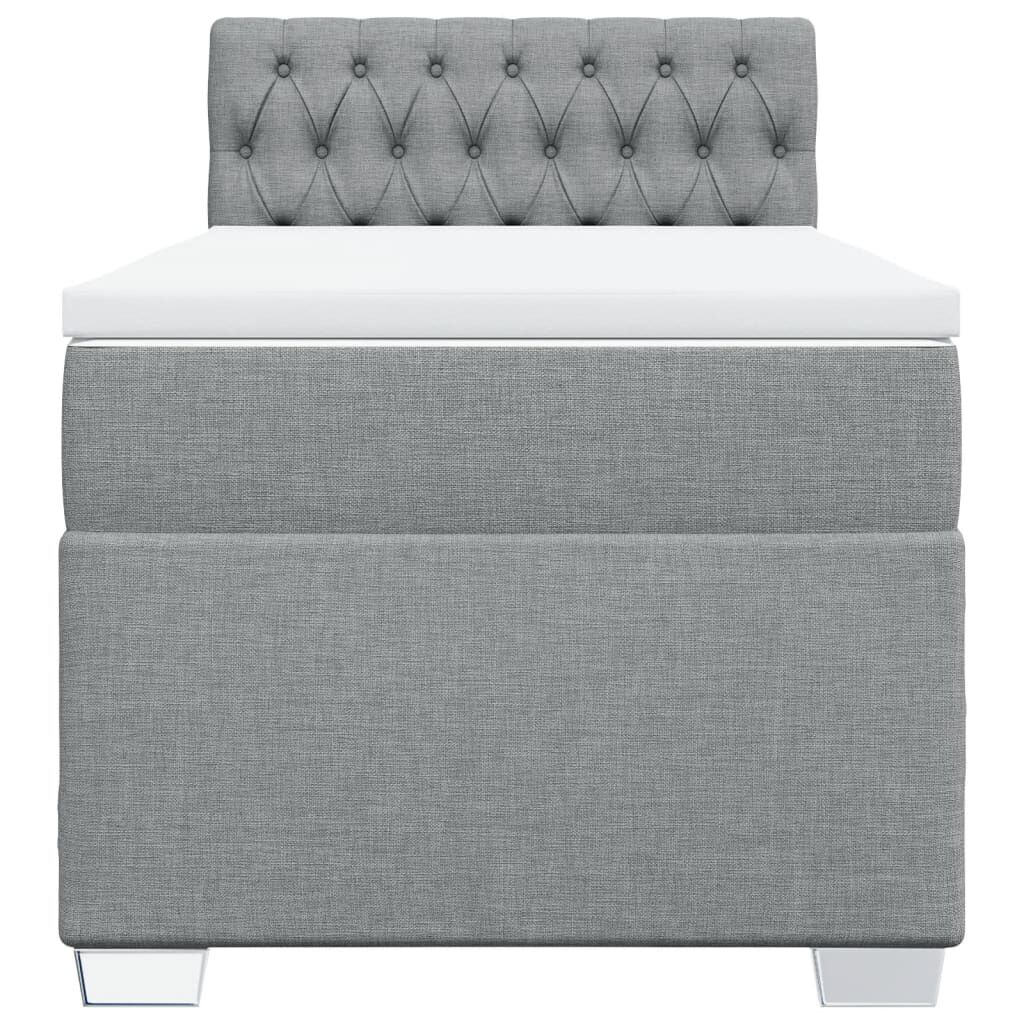 vidaXL Κρεβάτι Boxspring με Στρώμα Ανοιχτό Γκρι 90x190 εκ. Υφασμάτινο