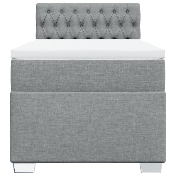 vidaXL Κρεβάτι Boxspring με Στρώμα Ανοιχτό Γκρι 90x190 εκ. Υφασμάτινο