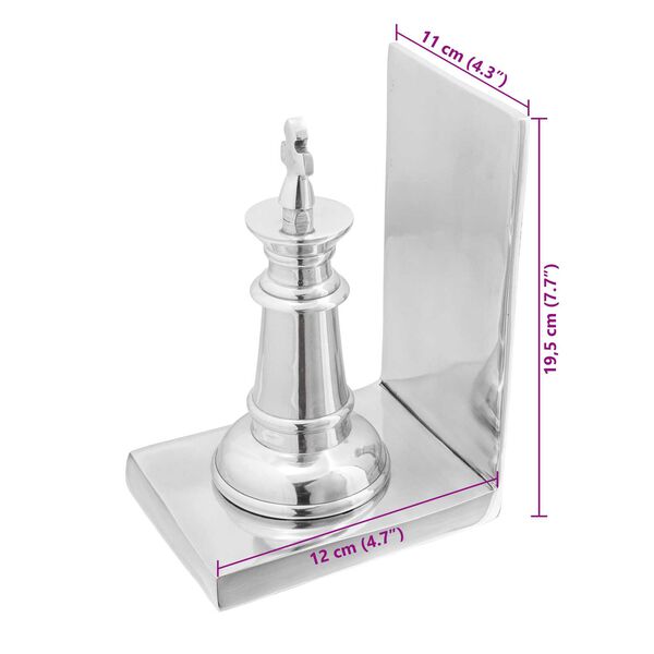 vidaXL Βιβλιοστάτες 2 pcs Ασημί 11 x 12 x 19.5 εκ. Αλουμίνιο