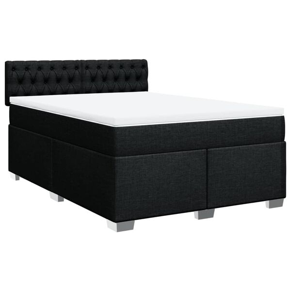 vidaXL Κρεβάτι Boxspring με Στρώμα Μαύρο 140x190 εκ. Υφασμάτινο