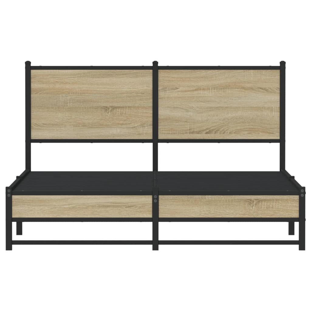 vidaXL Σκελετός Κρεβ. Χωρίς Στρώμα Sonoma Δρυς 150x200 εκ. Μεταλλικό