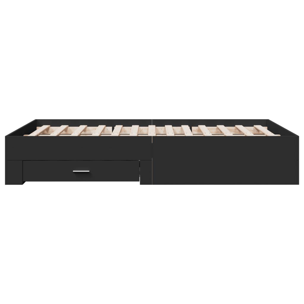 vidaXL Πλαίσιο Κρεβατιού με Συρτάρια Μαύρο 120x190 εκ Επεξεργ. Ξύλο