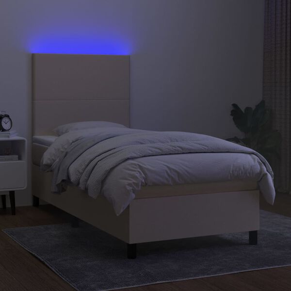 vidaXL &Kappa;&rho;&epsilon;&beta;ά&tau;&iota; Boxspring &mu;&epsilon; &Sigma;&tau;&rho;ώ&mu;&alpha; & LED &Kappa;&rho;&epsilon;&mu; 90x200 &epsilon;&kappa;. &Upsilon;&phi;&alpha;&sigma;&mu;ά&tau;&iota;&nu;&omicron;