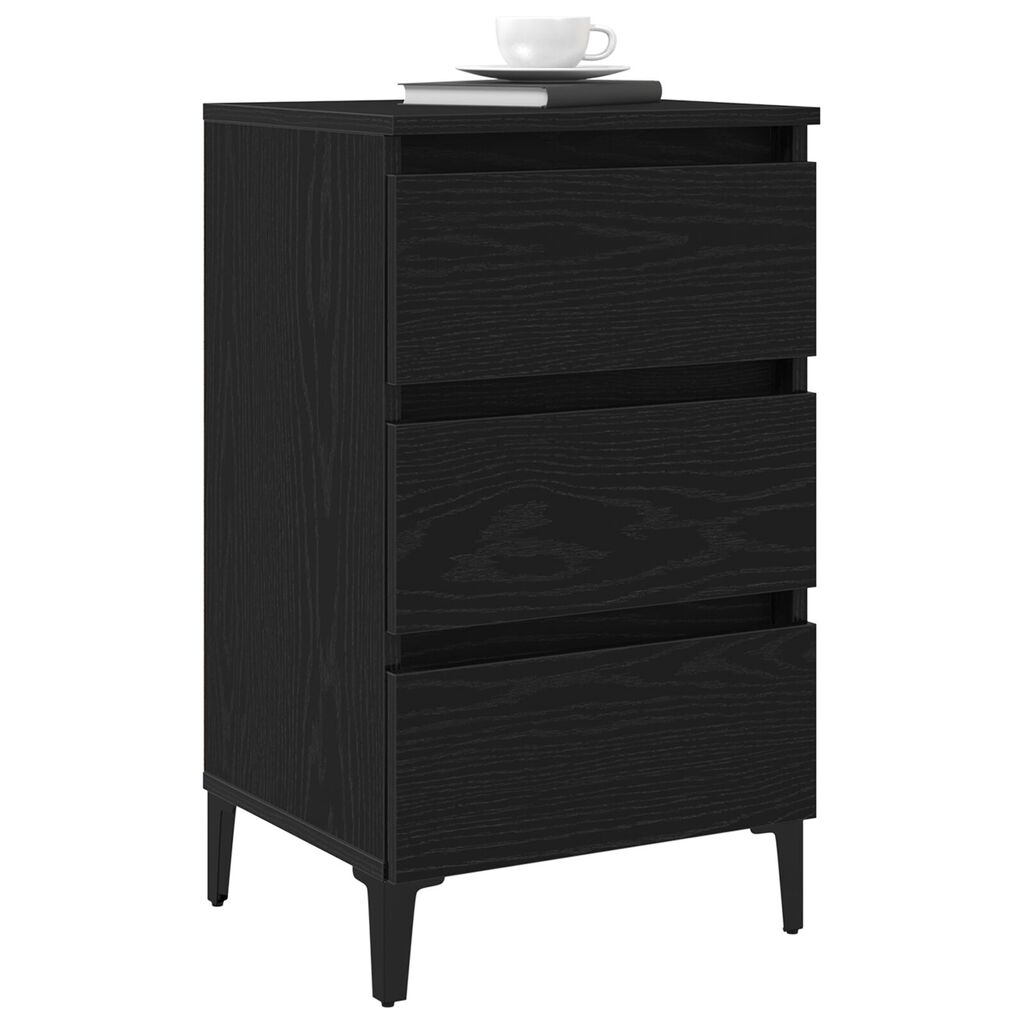 κομοδίνο vidaXL με μεταλλικό πόδι Μαύρο Ξύλο 40x35x69 εκ