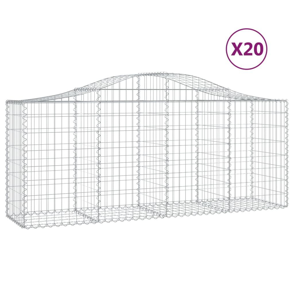 vidaXL Συρματοκιβώτια Τοξωτά 20 τεμ. 200x50x80/100 εκ. Γαλβαν. Ατσάλι