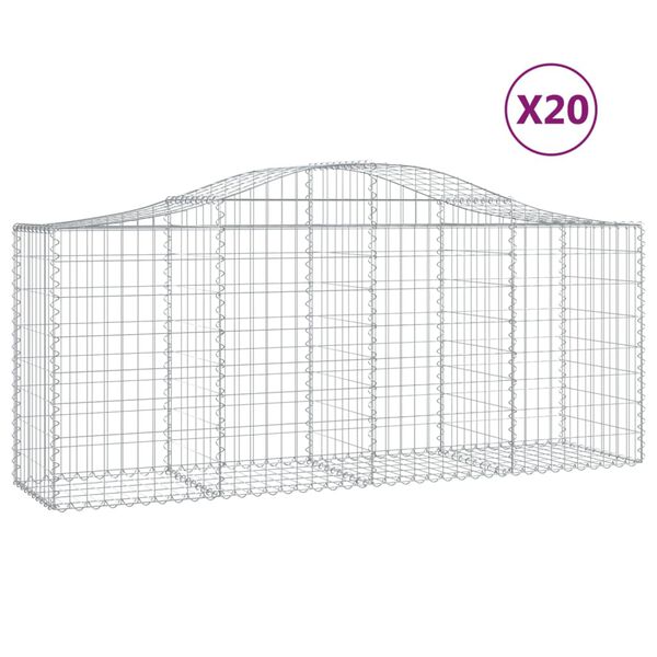 vidaXL Συρματοκιβώτια Τοξωτά 20 τεμ. 200x50x80/100 εκ. Γαλβαν. Ατσάλι
