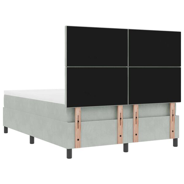 Κρεβάτι με Στρώμα & LED Light Grey 140x190 cm Βελούδο