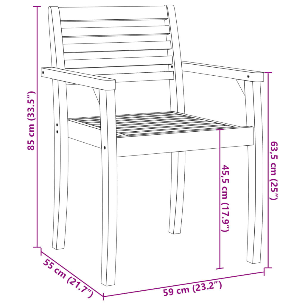 vidaXL Καρέκλες Κήπου 8 τεμ. 59x55x85 εκ. από Μασίφ Ξύλο Ακακίας