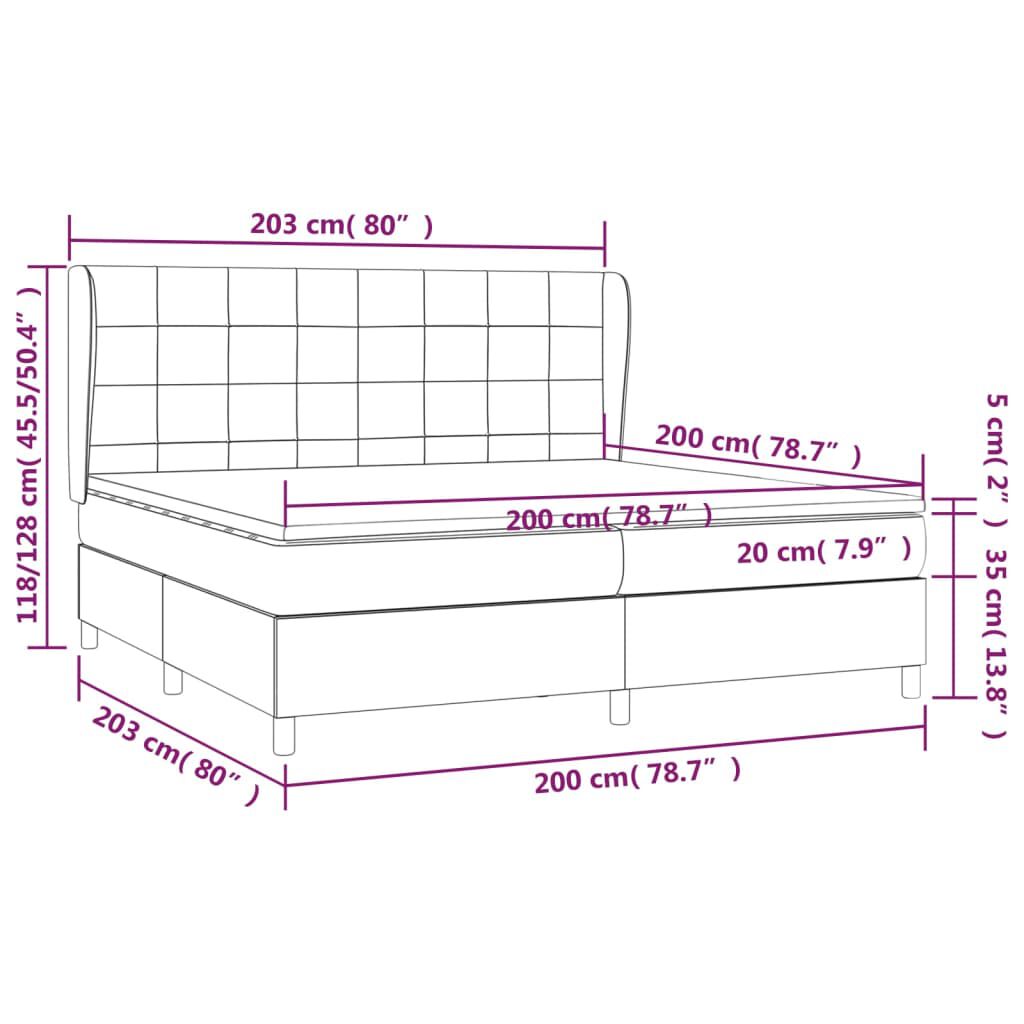 vidaXL Κρεβάτι Boxspring με Στρώμα Σκούρο Μπλε 200x200 εκ. Βελούδινο