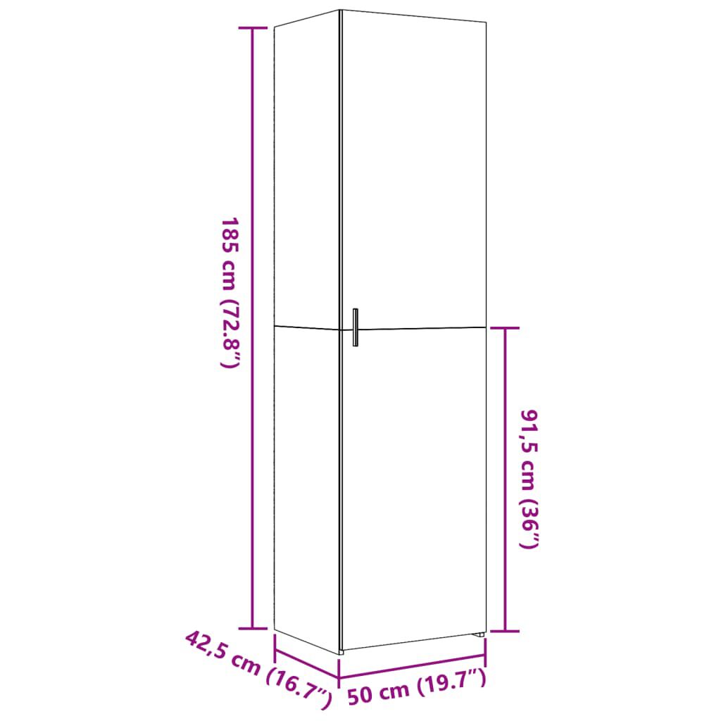 vidaXL Ντουλάπι Sonoma Δρυς 50x42,5x185 εκ. από Επεξεργασμένο Ξύλο