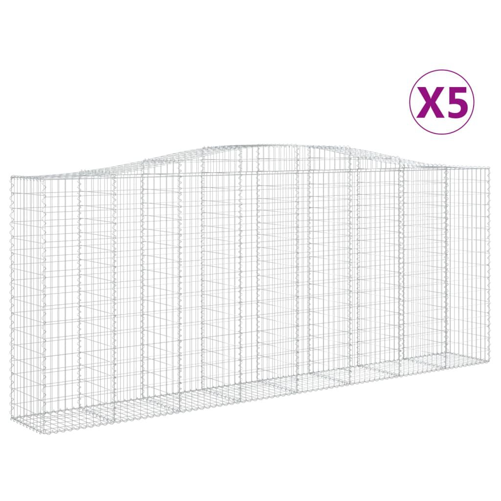 vidaXL Συρματοκιβώτια Τοξωτά 5 τεμ. 400x50x160/180 εκ. Γαλβαν. Ατσάλι