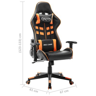 vidaXL Καρέκλα Gaming Μαύρη / Πορτοκαλί από Συνθετικό Δέρμα