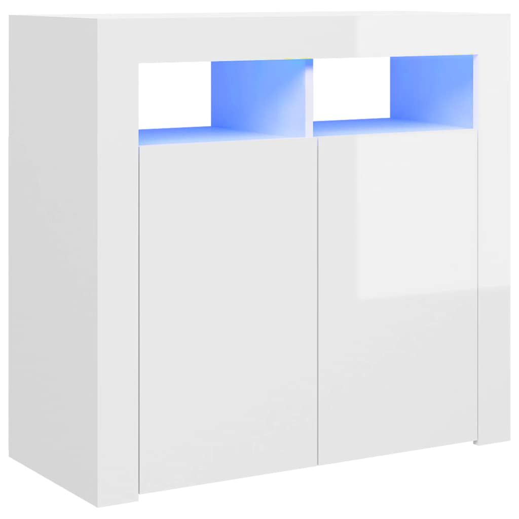 vidaXL Ντουλάπι με LED Γυαλιστερό Λευκό 80 x 35 x 75 εκ.