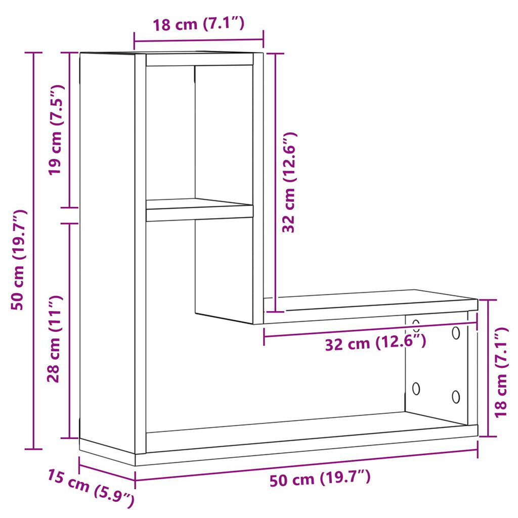 vidaXL Ράφια 2 τμχ Μαύρη Δρυς 50x15x85 εκ Φτιαγμένο από Ξύλο