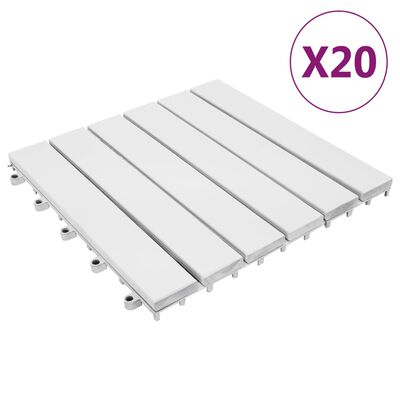 vidaXL Πλακάκια Deck 20 τεμ. Λευκά 30 x 30 εκ. από Μασίφ Ξύλο Ακακίας