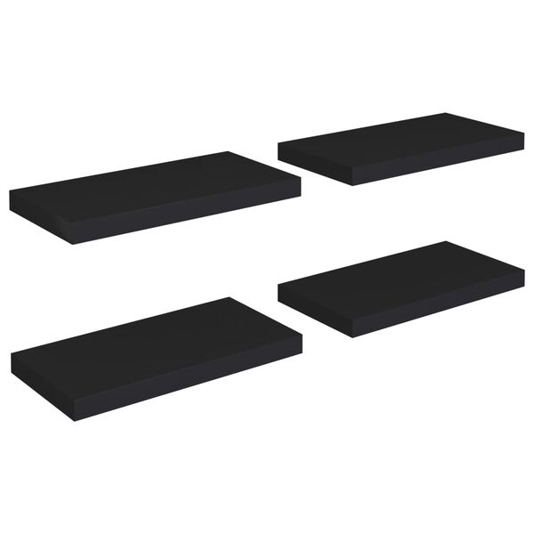 vidaXL Ράφια Τοίχου 4 τεμ. Μαύρα 50x23x3,8 εκ. MDF