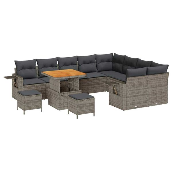 vidaXL Σετ Καναπέ Κήπου 12 pcs Γκρι συνθετικό ρατάν