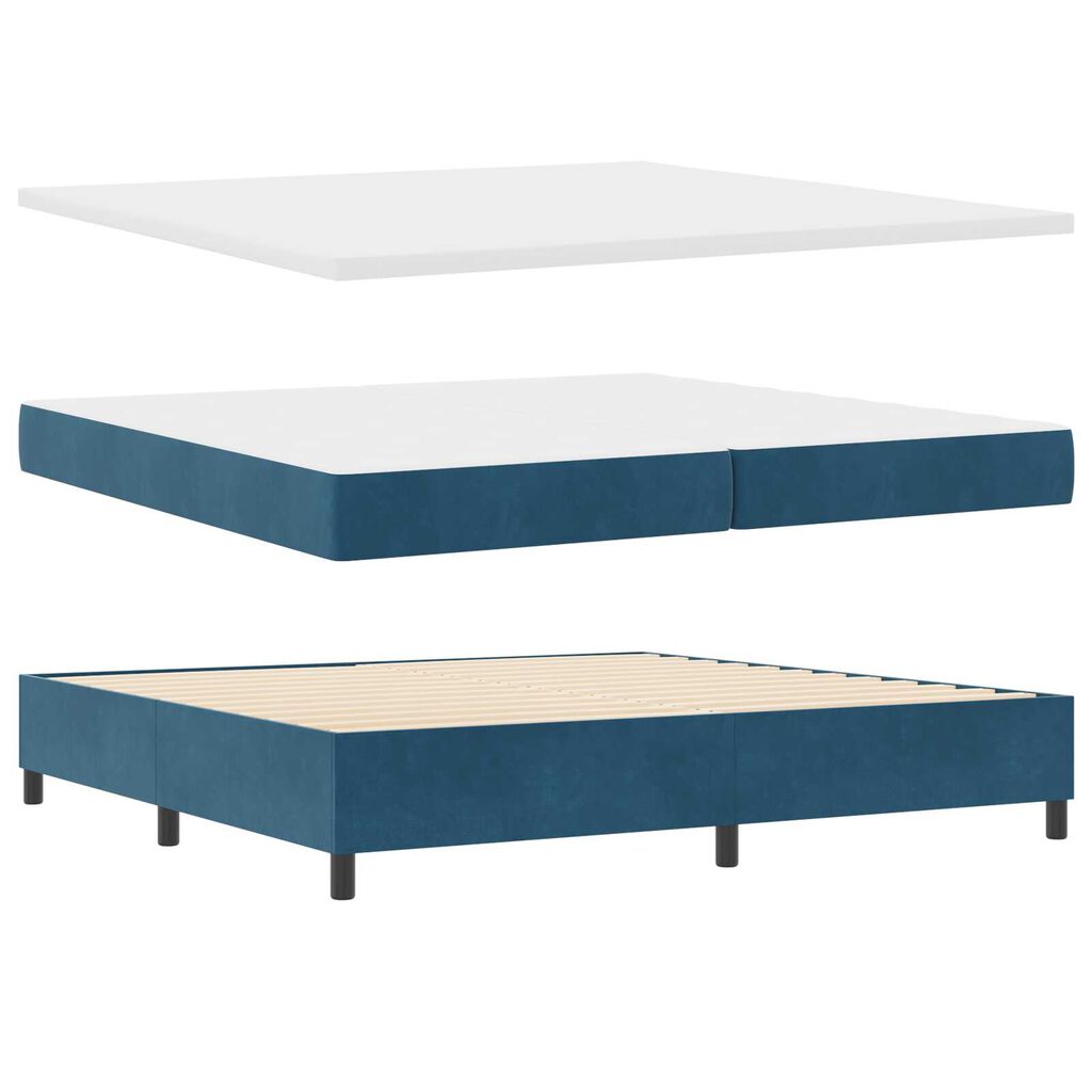 Κρεβάτι Box Spring με Στρώμα vidaXL Σκούρο Μπλε 200x200 εκ Βελούδο