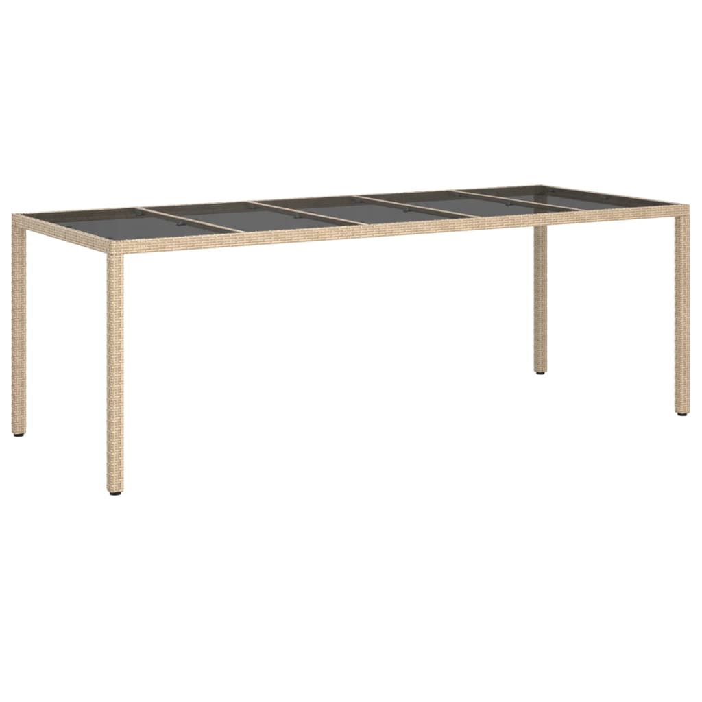 vidaXL Τραπέζι Κήπου Μπεζ 250x100x75 εκ. Ψημένο Γυαλί/Συνθετικό Ρατάν