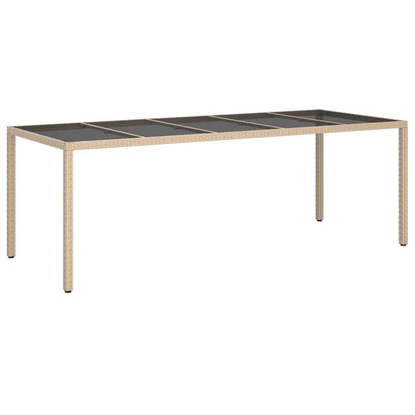 vidaXL Τραπέζι Κήπου Μπεζ 250x100x75 εκ. Ψημένο Γυαλί/Συνθετικό Ρατάν
