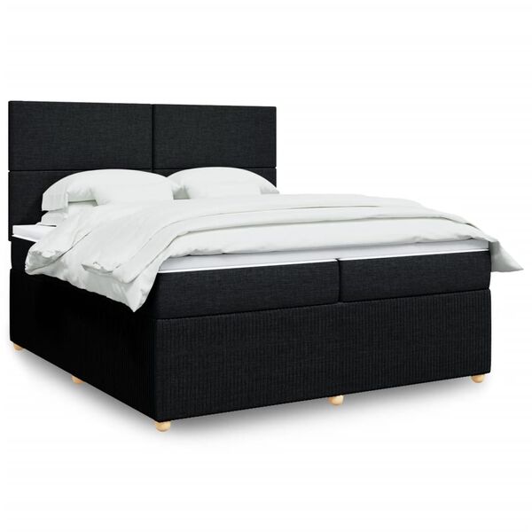 vidaXL &Kappa;&rho;&epsilon;&beta;ά&tau;&iota; Boxspring &mu;&epsilon; &Sigma;&tau;&rho;ώ&mu;&alpha; &Mu;&alpha;ύ&rho;&omicron; 200x200 &epsilon;&kappa;. &Upsilon;&phi;&alpha;&sigma;&mu;ά&tau;&iota;&nu;&omicron;