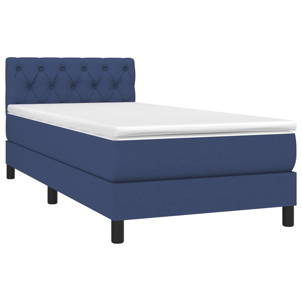 vidaXL Κρεβάτι Boxspring με Στρώμα Μπλε 80x200 εκ. Υφασμάτινο