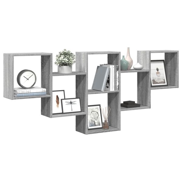 vidaXL Ραφιέρα Τοίχου Γκρι Sonoma 159x18x66 εκ. Επεξεργασμένο Ξύλο