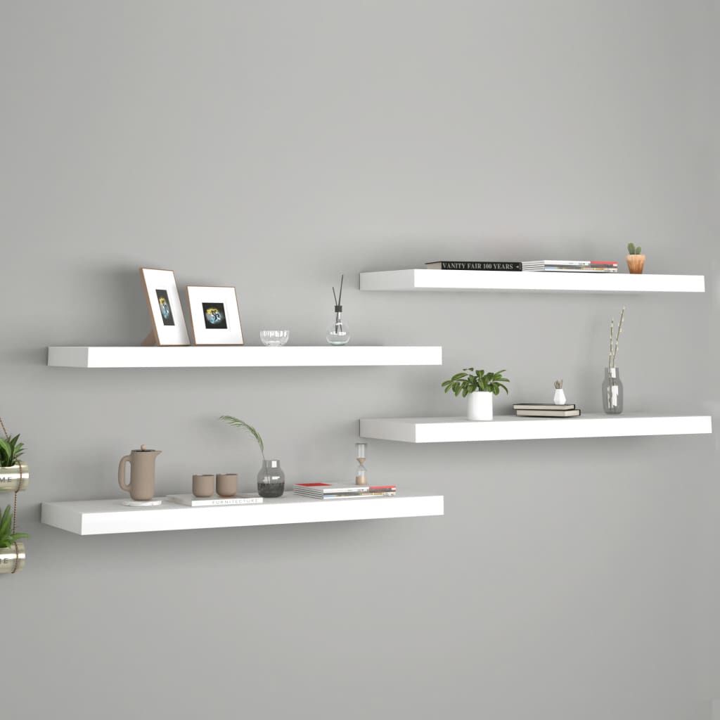vidaXL Ράφια Τοίχου 4 τεμ. Άσπρα 80x23,5x3,8 εκ. MDF