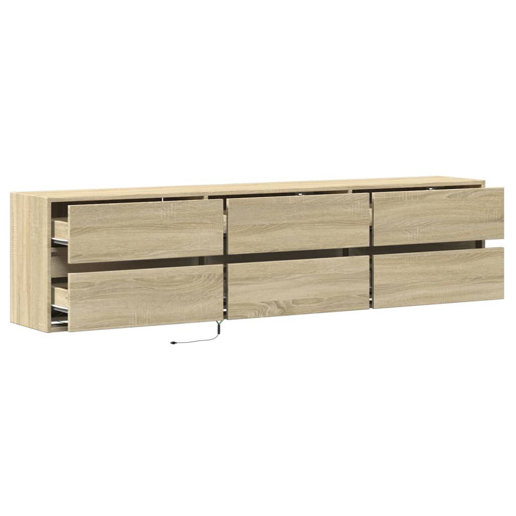 vidaXL Έπιπλο Τοίχου Τηλεόρασης με LED Sonoma Δρυς 180x31x45 εκ.