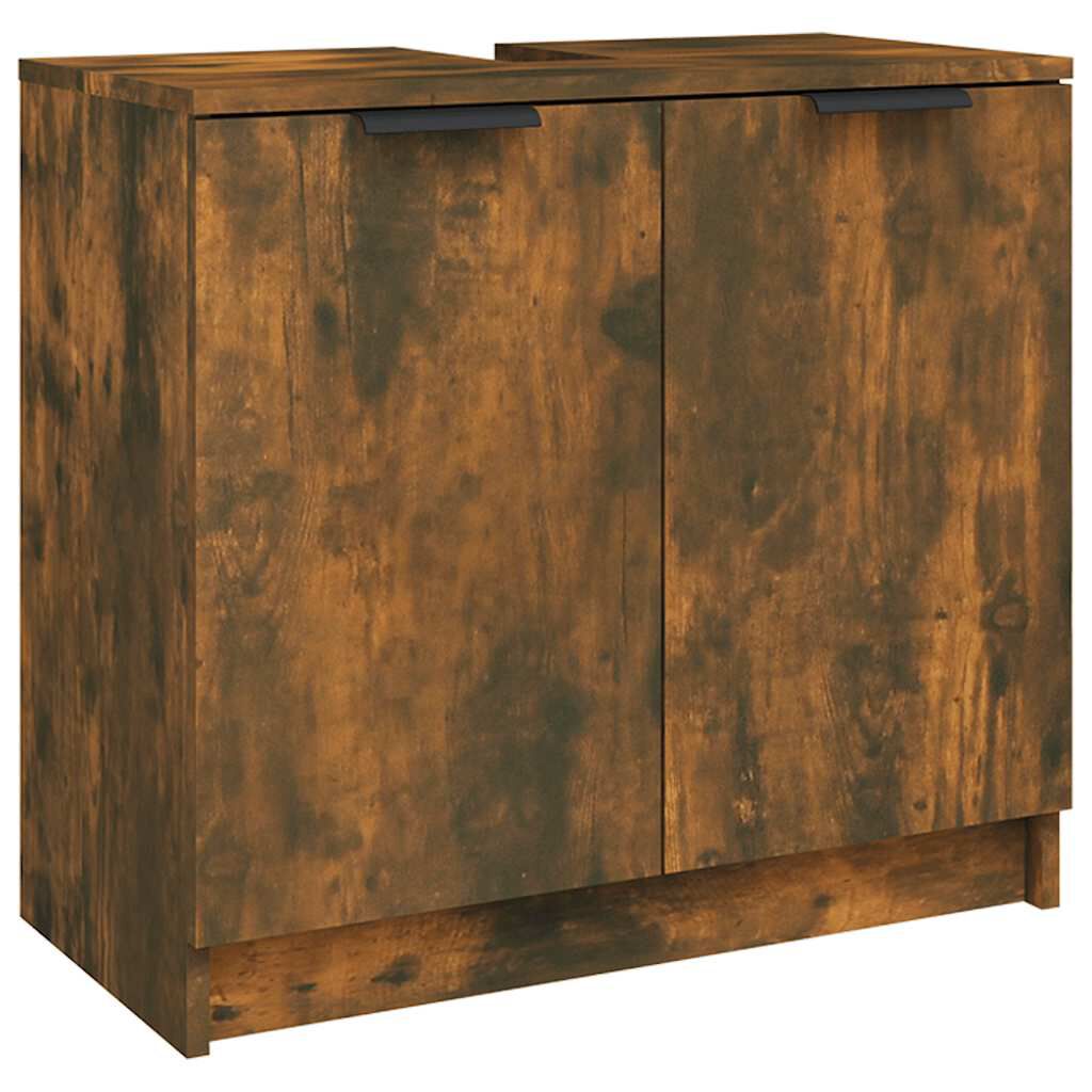 vidaXL Ντουλάπι Μπάνιου Καπνιστή Δρυς 64,5x33,5x59 εκ. Επεξ. Ξύλο