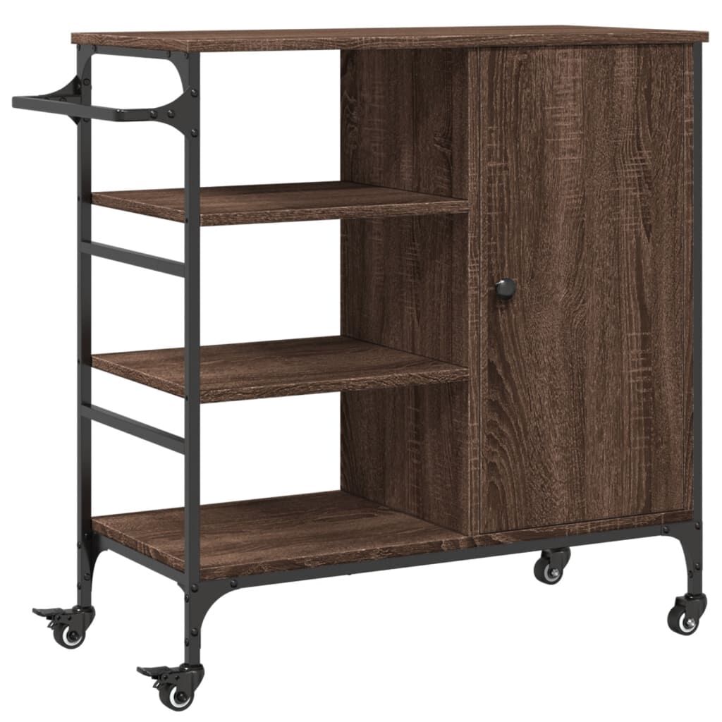 vidaXL Τρόλεϊ Κουζίνας Καφέ Δρυς 87,5x38,5x84,5 εκ. Επεξ. Ξύλο