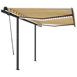 vidaXL Τέντα Συρόμενη Χειροκίνητη με LED Κίτρινο / Λευκό 3 x 2,5 μ.