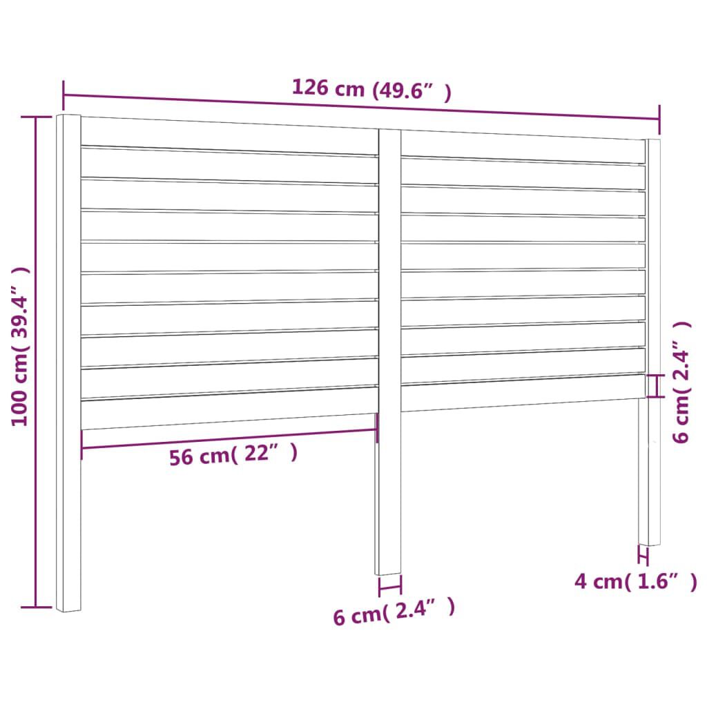 vidaXL Κεφαλάρι Κρεβατιού 126 x 4 x 100 εκ. από Μασίφ Ξύλο Πεύκου