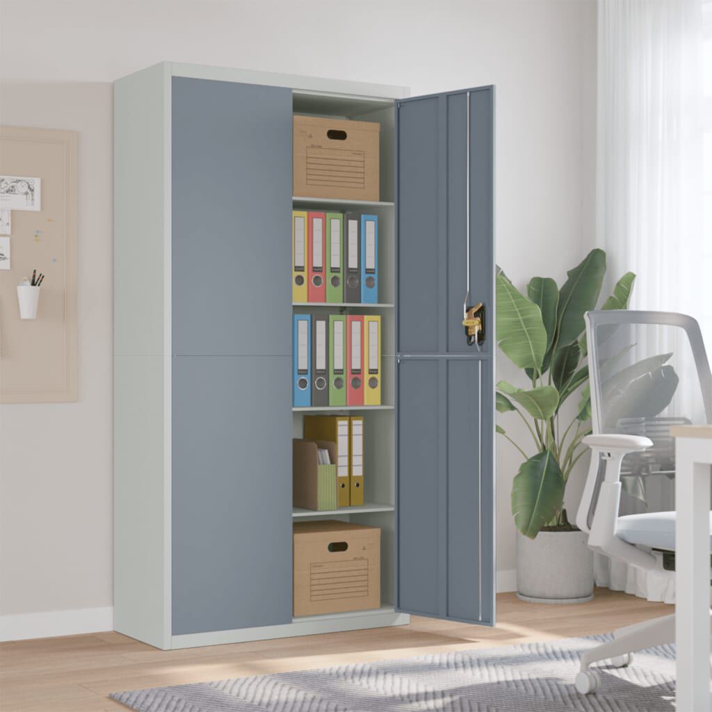 vidaXL Αρχειοθήκη Ανοιχτό Γκρι & Σκούρο Γκρι 90x40x180 εκ. Ατσάλινη