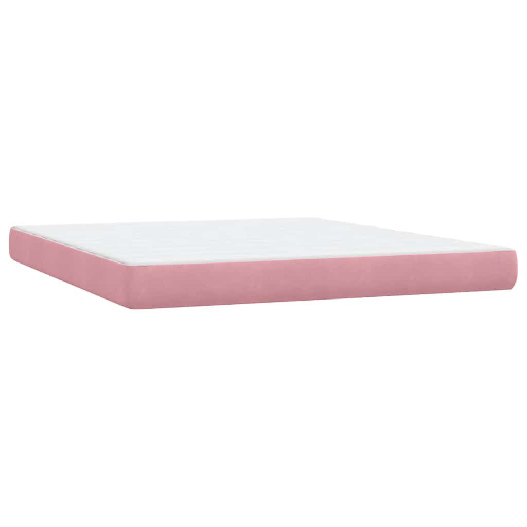 vidaXL Box Spring κρεβάτι με στρώμα ροζ 180x220 cm Βελούδινο