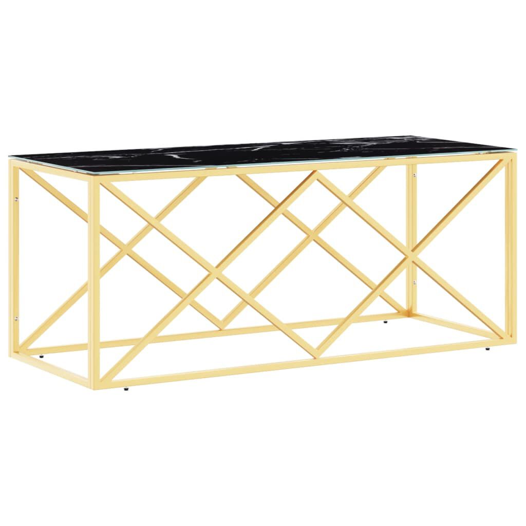 vidaXL Τραπέζι Σαλονιού 110x45x45 εκ. από Ανοξ. Ατσάλι και Γυαλί