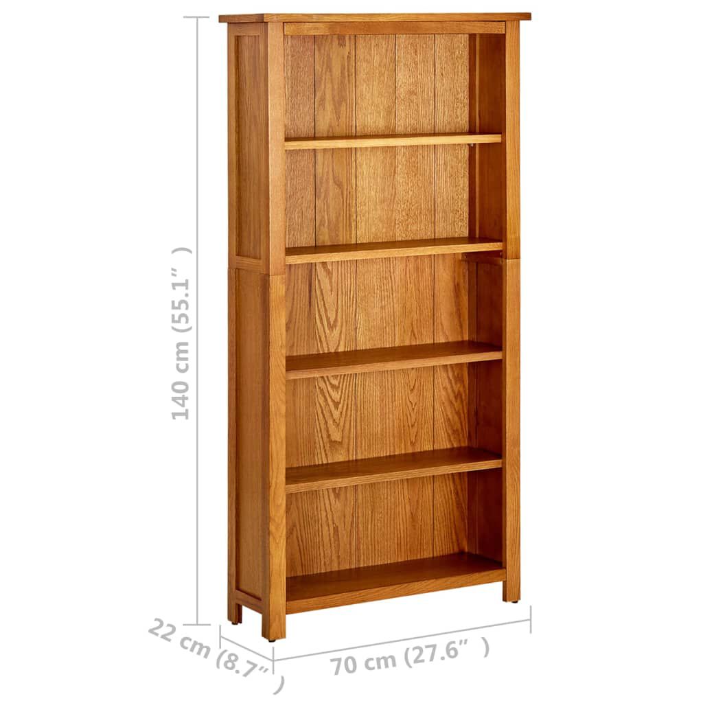 vidaXL Βιβλιοθήκη με 5 Επίπεδα 70 x 22 x 140 εκ. από Μασίφ Ξύλο Δρυός