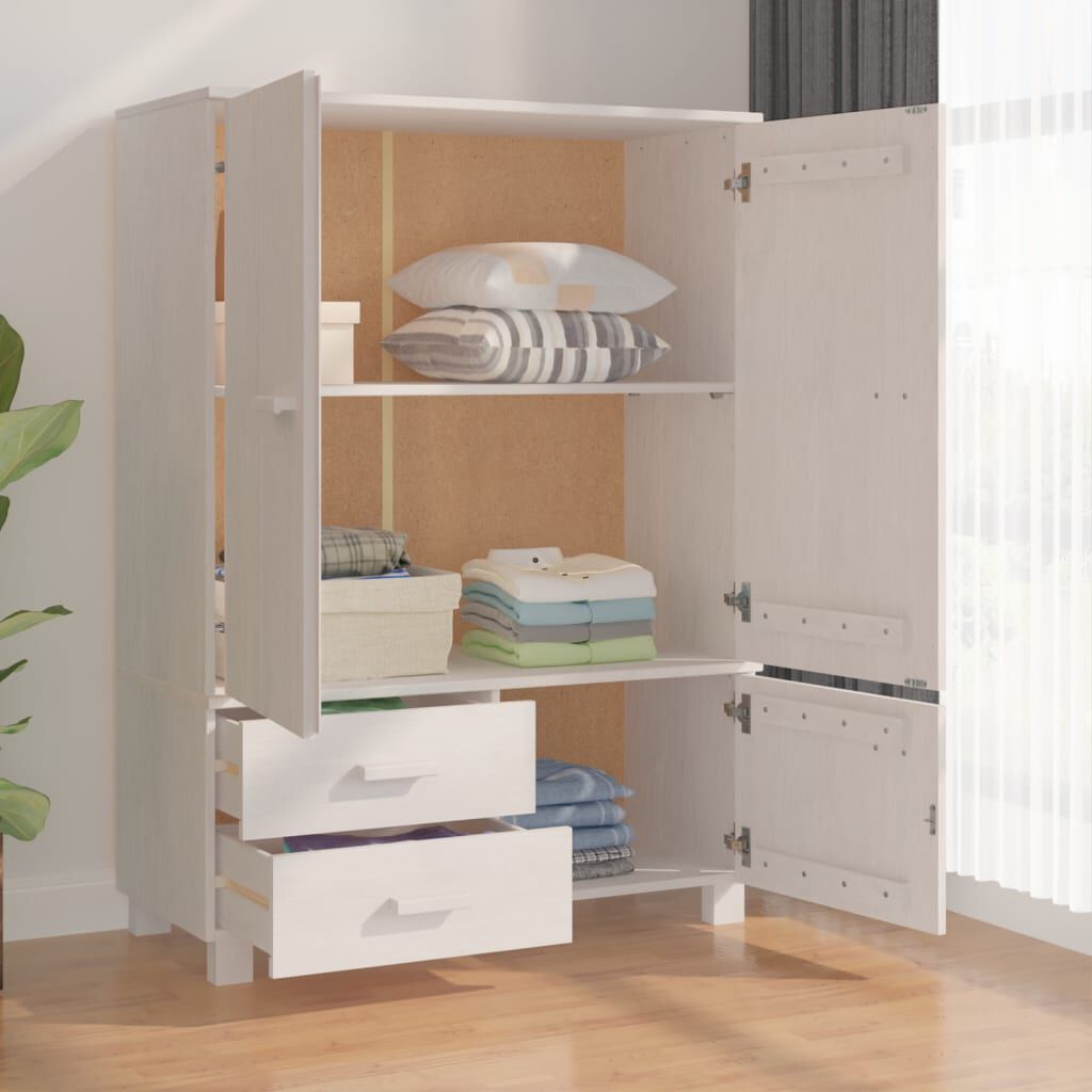 vidaXL Ντουλάπα HAMAR Λευκή 99 x 45 x 137εκ. από Μασίφ Ξύλο Πεύκου