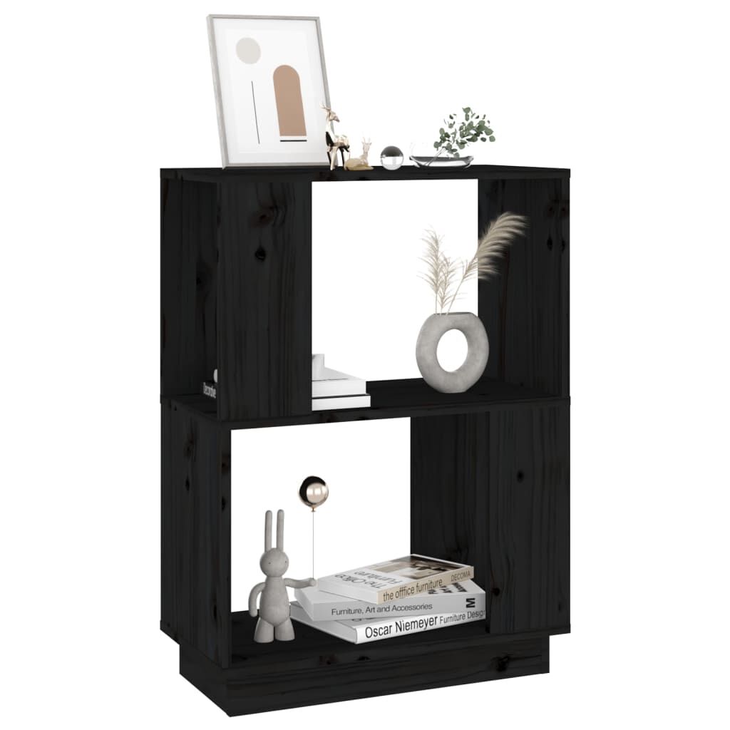 vidaXL Βιβλιοθήκη/Διαχωριστικό Χώρου Μαύρο 51x25x70 εκ. Μασίφ Πεύκο