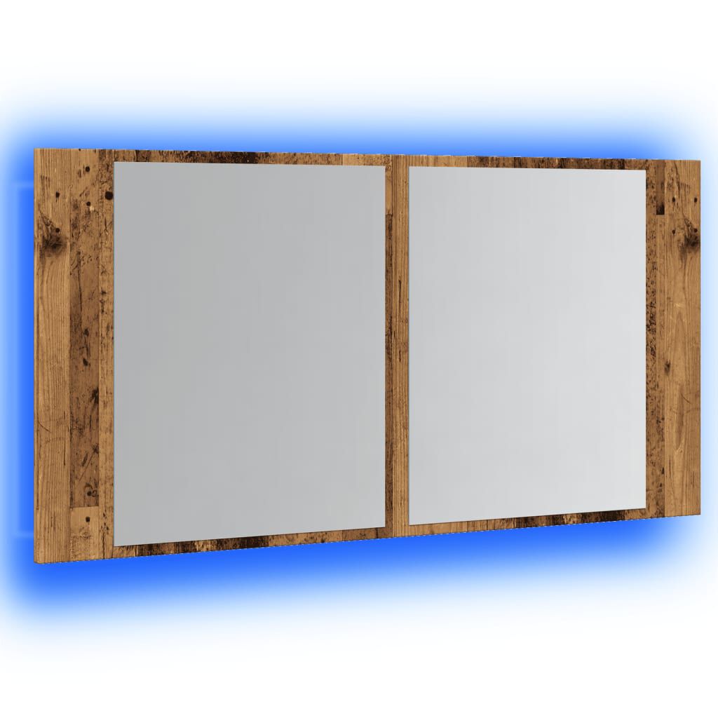 vidaXL Έπιπλο Καθρέφτη με LED Όψη Παλαιού Ξύλου 40x12x45εκ. Επεξ. Ξύλο